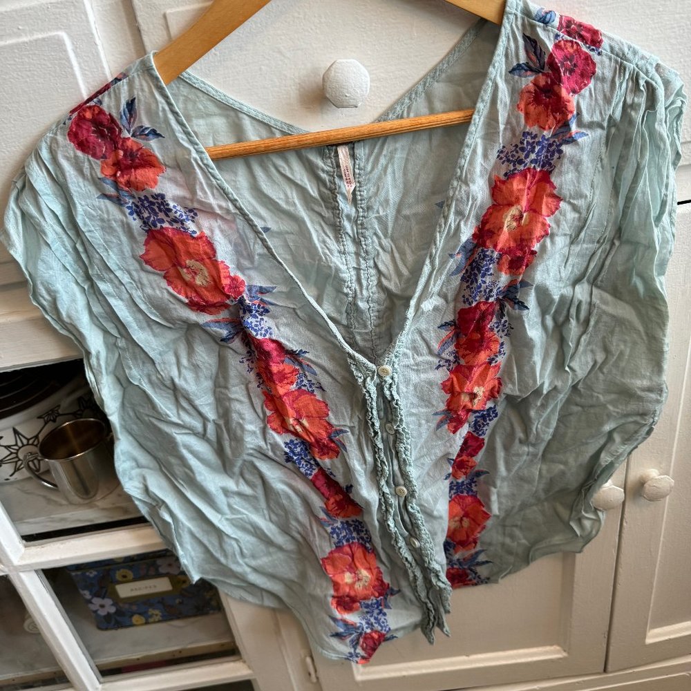 Free People Floral Buttondown Shirt